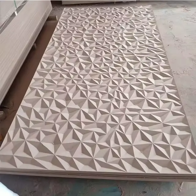 Decorative Wood Art Carved Cladding Panel Textured Wall Board Sheets MDF 3D Grooved Paneling For Walls